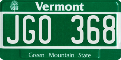 VT license plate JGO368