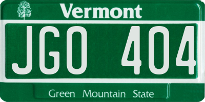 VT license plate JGO404