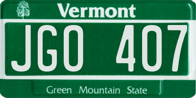 VT license plate JGO407