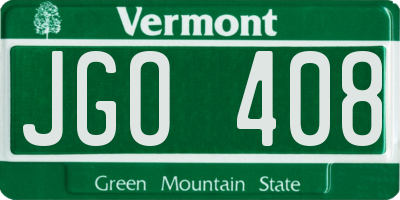 VT license plate JGO408