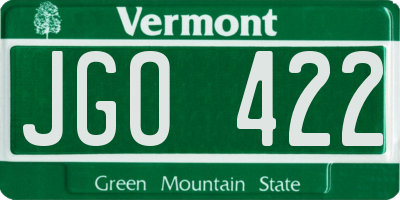 VT license plate JGO422