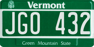 VT license plate JGO432