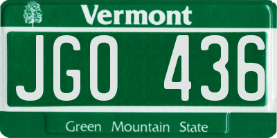 VT license plate JGO436