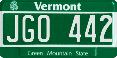 VT license plate JGO442