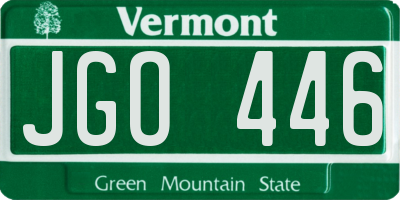 VT license plate JGO446