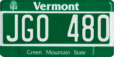 VT license plate JGO480