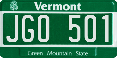 VT license plate JGO501