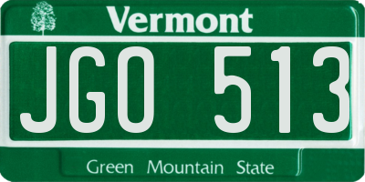 VT license plate JGO513