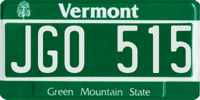 VT license plate JGO515