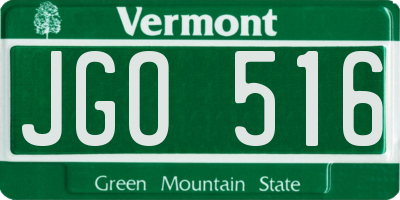 VT license plate JGO516