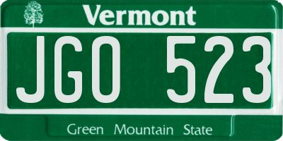 VT license plate JGO523