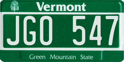 VT license plate JGO547