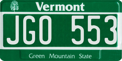 VT license plate JGO553