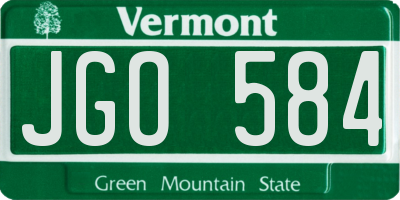 VT license plate JGO584