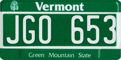 VT license plate JGO653