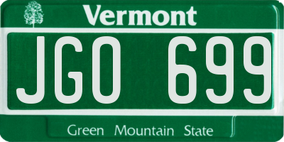 VT license plate JGO699