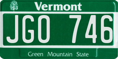 VT license plate JGO746