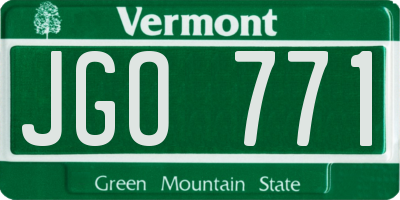 VT license plate JGO771