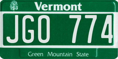 VT license plate JGO774