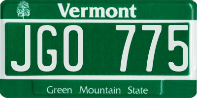 VT license plate JGO775