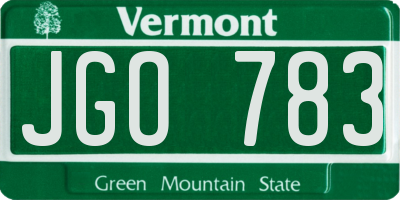 VT license plate JGO783