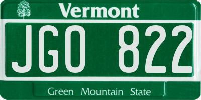 VT license plate JGO822