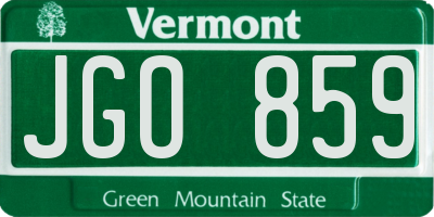 VT license plate JGO859