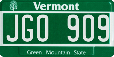 VT license plate JGO909