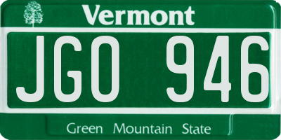 VT license plate JGO946