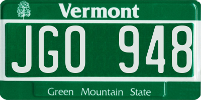 VT license plate JGO948