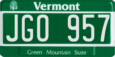 VT license plate JGO957