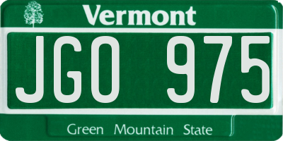VT license plate JGO975