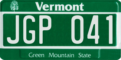 VT license plate JGP041