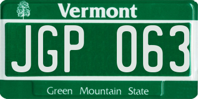 VT license plate JGP063