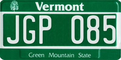 VT license plate JGP085