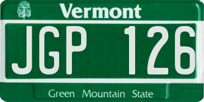 VT license plate JGP126