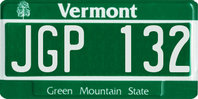 VT license plate JGP132