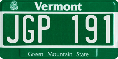 VT license plate JGP191