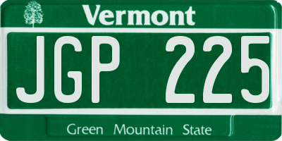 VT license plate JGP225