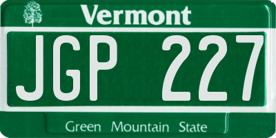 VT license plate JGP227