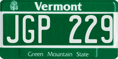 VT license plate JGP229