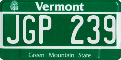 VT license plate JGP239