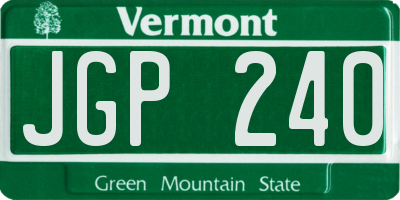 VT license plate JGP240