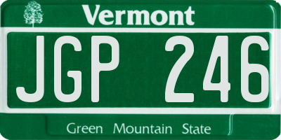VT license plate JGP246