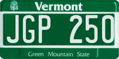 VT license plate JGP250