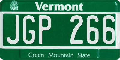 VT license plate JGP266