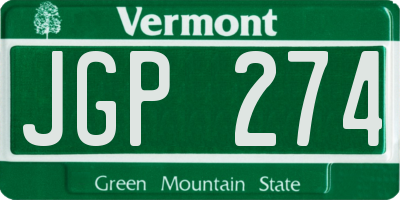 VT license plate JGP274
