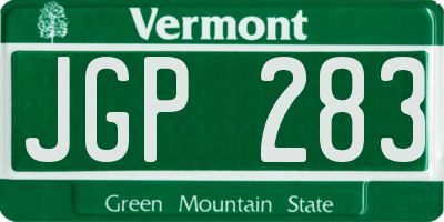 VT license plate JGP283