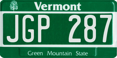 VT license plate JGP287