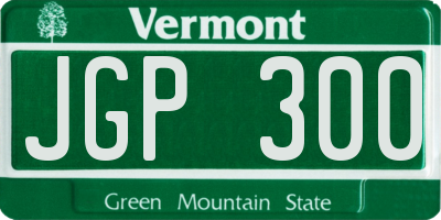 VT license plate JGP300